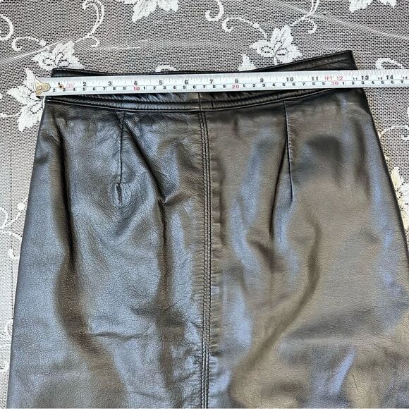 Vintage The Leather Ranch Genuine Leather Black Pencil Skirt Sz Small - Picture 12 of 12